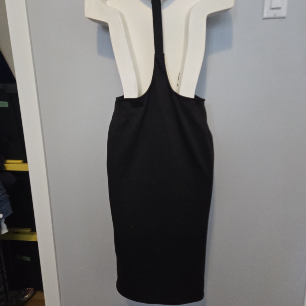 Black Suspender Midi Skirt Dress - Picture 4 of 7